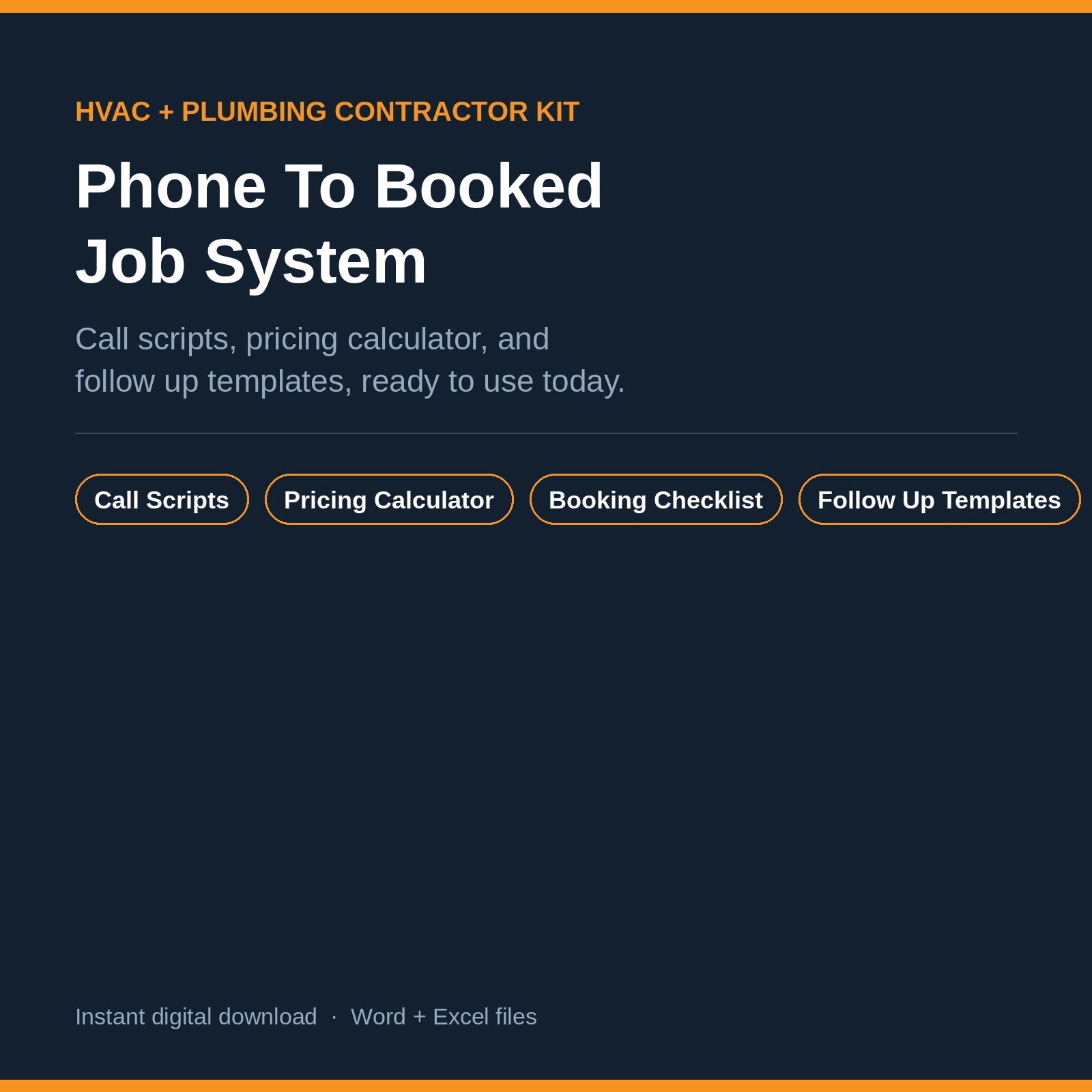 Phone To Booked Job System, Call Scripts and Pricing Kit for HVAC and Plumbing